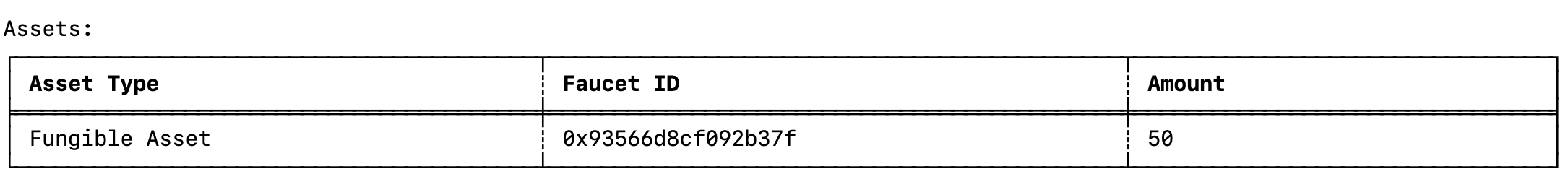 Result of listing miden accounts